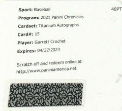Garrett Crochet [Autographs] #15 Baseball Cards 2021 Panini Chronicles Titanium Prices