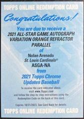 Nolan Arenado [Orange Refractor] #CUSA-NA Baseball Cards 2021 Topps Chrome Update Autographs Prices