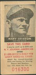 Marv Grissom Baseball Cards 1954 NY Journal American Prices