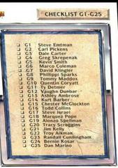 Checklist #G50 Football Cards 1992 Upper Deck Gold Prices