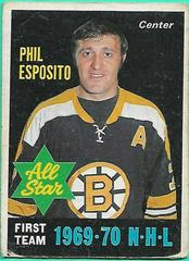 Phil Esposito [Black Bottom Print] Hockey Cards 1970 O-Pee-Chee Prices