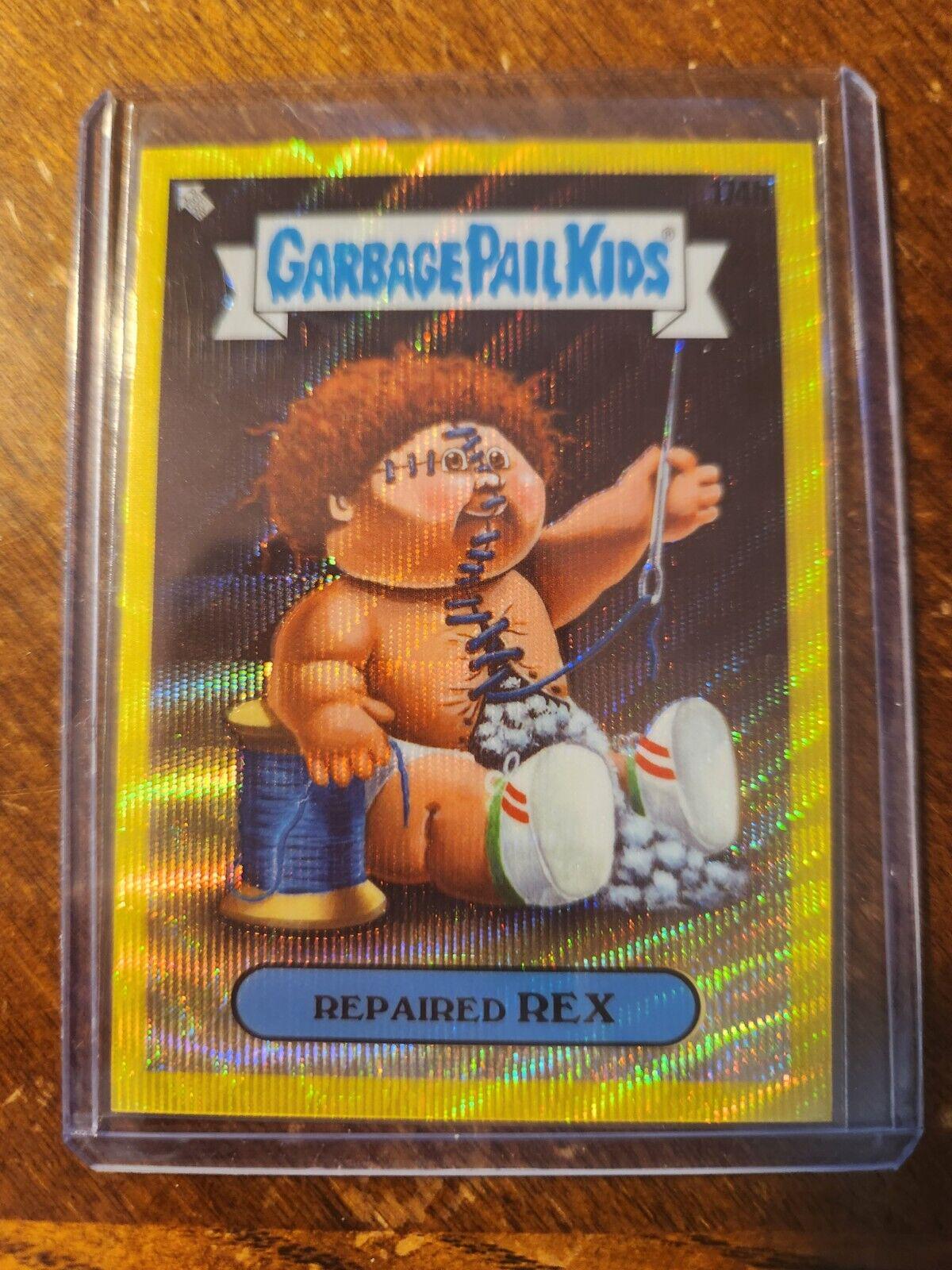 Repaired REX [Yellow Wave Refractor] #174b 2022 Garbage Pail Kids Chrome