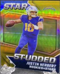 Justin Herbert [Gold] Football Cards 2021 Panini Rookies and Stars Studded Prices