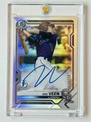 Zac Veen Baseball Cards 2021 Bowman 1st Edition Chrome Autographs Prices