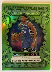 Giannis Antetokounmpo [Green Flood] #3 Basketball Cards 2022 Panini Obsidian Supernova Prices
