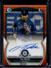 Tai Peete [Orange] #CDA-TP Baseball Cards 2023 Bowman Draft Chrome Prospect Autographs Prices