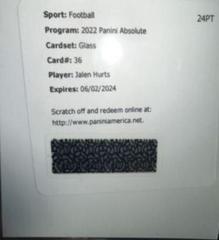 Jalen Hurts Football Cards 2022 Panini Absolute Glass Prices