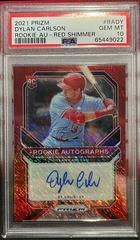 Dylan Carlson [Red Shimmer Prizm] #RA-DY Baseball Cards 2021 Panini Prizm Rookie Autographs Prices