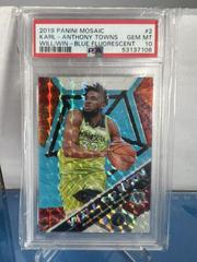 Karl Anthony Towns [Blue Fluorescent] Basketball Cards 2019 Panini Mosaic Will to Win Prices