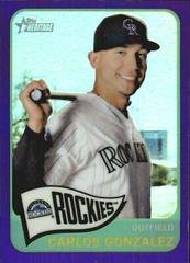 Carlos Gonzalez [Team Logo Purple Refractor] #494 Baseball Cards 2014 Topps Heritage Chrome Prices