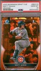Matt Shaw [Orange Sapphire] #BDC-33 Baseball Cards 2023 Bowman Draft Chrome Sapphire Prices