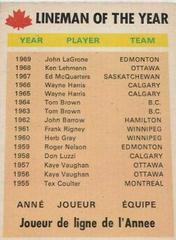Lineman of the Year Football Cards 1970 O Pee Chee CFL Prices