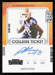 Justyn Ross #CCT-JRO Football Cards 2022 Panini Chronicles Draft Picks Contenders College Ticket Autograph Prices