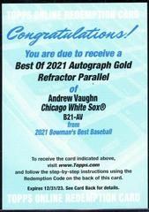 Andrew Vaughn [Gold Refractor] Baseball Cards 2021 Bowman’s Best of 2021 Autographs Prices