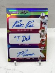 Rashee Rice, Tank Dell, Marvin Mims Jr. [Prismatic Purple] #CT-18 Football Cards 2023 Leaf Vivid Autographs Colorful Trios Prices