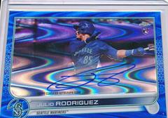 Julio Rodriguez [Blue] #RA-JRO Baseball Cards 2022 Topps Chrome Rookie Autographs Prices