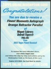 Miguel Cabrera [Orange] #FMA-MC Baseball Cards 2023 Topps Finest Moments Autographs Prices
