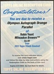 Robin Yount [Orange] #OA-RY Baseball Cards 2023 Topps Tribute Olympus Autographs Prices