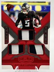 Drake London [Red] #PT-DL Football Cards 2023 Panini Plates and Patches Patch Trio Prices