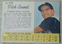 Dick Groat [Hand Cut] #172 Baseball Cards 1962 Jell O Prices