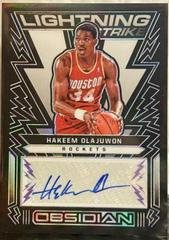 Hakeem Olajuwon [Purple] Basketball Cards 2021 Panini Obsidian Lightning Strike Signatures Prices