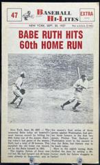 Babe Ruth Hits #47 Baseball Cards 1960 NU Card Baseball Hi Lites Prices