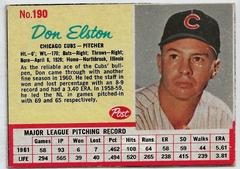 Don Elston [Hand Cut] Baseball Cards 1962 Post Cereal Prices
