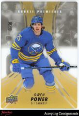 Owen Power [Gold Tint] #RP-OP Hockey Cards 2022 Upper Deck Trilogy Rookie Premier Prices