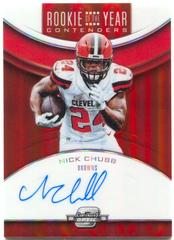 Nick Chubb [Autograph Red] #12 Football Cards 2018 Panini Contenders Optic Rookie of the Year Autographs Prices