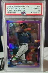 Ronald Acuna Jr. [Purple Refractor] #40 Baseball Cards 2018 Bowman Chrome Prices