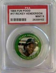 Rickey Henderson #17 Baseball Cards 1985 Fun Food Buttons Prices