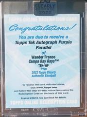 Wander Franco [Purple] #TEK-WF Baseball Cards 2022 Topps Clearly Authentic Tek Autographs Prices
