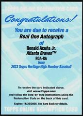 Ronald Acuna Jr. #ROA-RA Baseball Cards 2023 Topps Heritage Real One Autographs High Number Prices