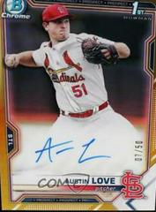 Austin Love [Gold Refractor] #CDA-AL Baseball Cards 2021 Bowman Draft Pick Chrome Autographs Prices