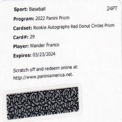 Wander Franco [Red Donut Circles Prizm] #RA-WF Baseball Cards 2022 Panini Prizm Rookie Autographs Prices