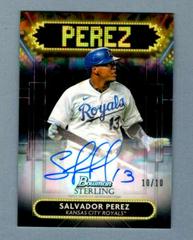 Salvador Perez [Black Atomic] #SSA-SPZ Baseball Cards 2022 Bowman Sterling Signage Autographs Prices