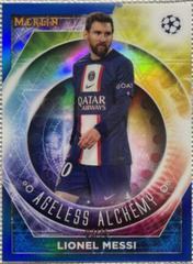Lionel Messi [Blue] Soccer Cards 2022 Topps Merlin Chrome UEFA Club Competitions Ageless Alchemy Prices