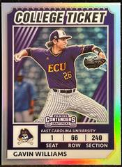 Gavin Williams [Holo] #33 Baseball Cards 2022 Panini Elite Extra Edition College Tickets Optic Prices