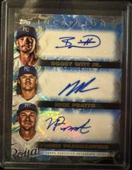 Vinnie Pasquantino, Nick Pratto, Bobby Witt Jr. [Blue] #ITA-WPP Baseball Cards 2023 Topps Inception Triple Autographs Prices