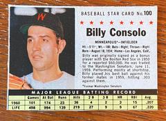 Billy Consolo [Hand Cut] #100 Baseball Cards 1961 Post Cereal Prices