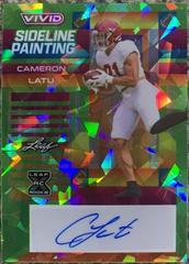 Cameron Latu [Prismatic Green] #SP-CL1 Football Cards 2023 Leaf Vivid Autographs Sideline Painting Prices