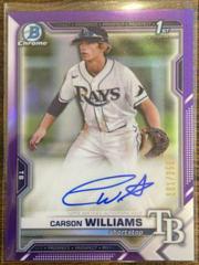 Carson Williams [Purple Refractor] #CDA-CW Baseball Cards 2021 Bowman Draft Pick Chrome Autographs Prices