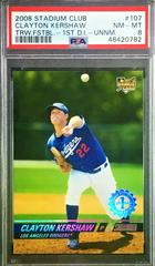Clayton Kershaw [Throwing Fastball 1st Day Issue] Baseball Cards 2008 Stadium Club Prices