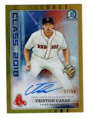 Triston Casas [Gold Refractor] #TC Baseball Cards 2018 Bowman Draft Class of 2018 Autograph Prices