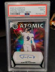 Justin Tucker [Neon] Football Cards 2022 Panini Elements Atomic Autographs Prices