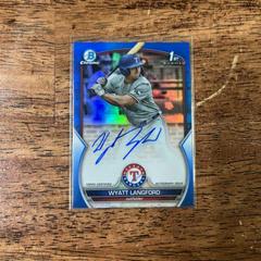 Wyatt Langford [Blue] #CDA-WL Baseball Cards 2023 Bowman Draft Chrome Prospect Autographs Prices