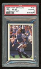 Gary Carter [Hardback Test] #101 Baseball Cards 1987 Topps Stickers Prices