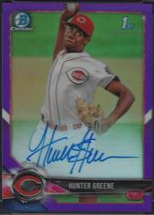 Hunter Greene [Purple Refractor] #CPA-HG Baseball Cards 2018 Bowman Chrome Prospects Autographs Prices
