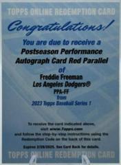 Freddie Freeman [Red] #PPA-FF Baseball Cards 2023 Topps Postseason Performance Autographs Prices