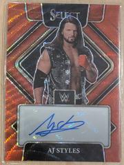 AJ Styles [Red Wave Prizm] Wrestling Cards 2022 Panini Select WWE Signatures Prices